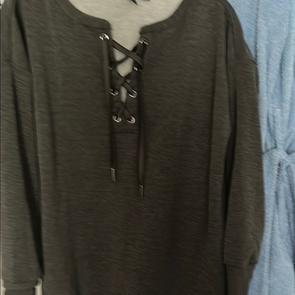 Women's Black Lace-Up Top - Picture 2 of 5